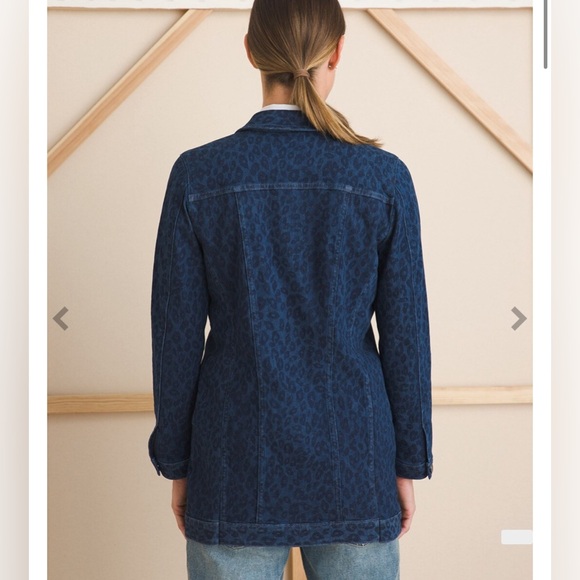 Animal-Print Elongated Denim Jacket size 20-22 - Picture 6 of 7